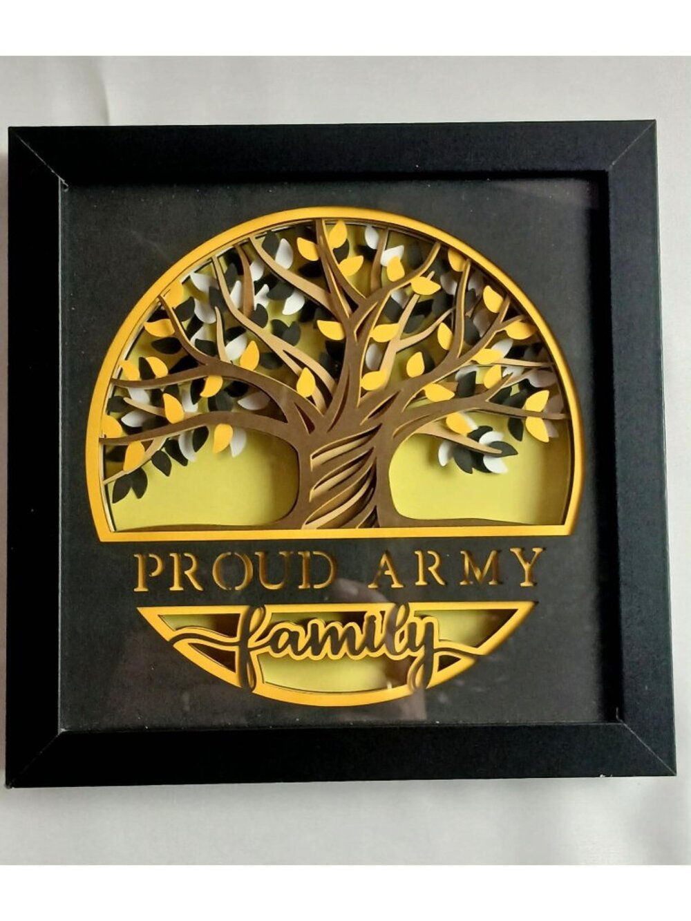 Framed PROUD ARMY FAMILY Layered Paper Wall Art | Military Pride